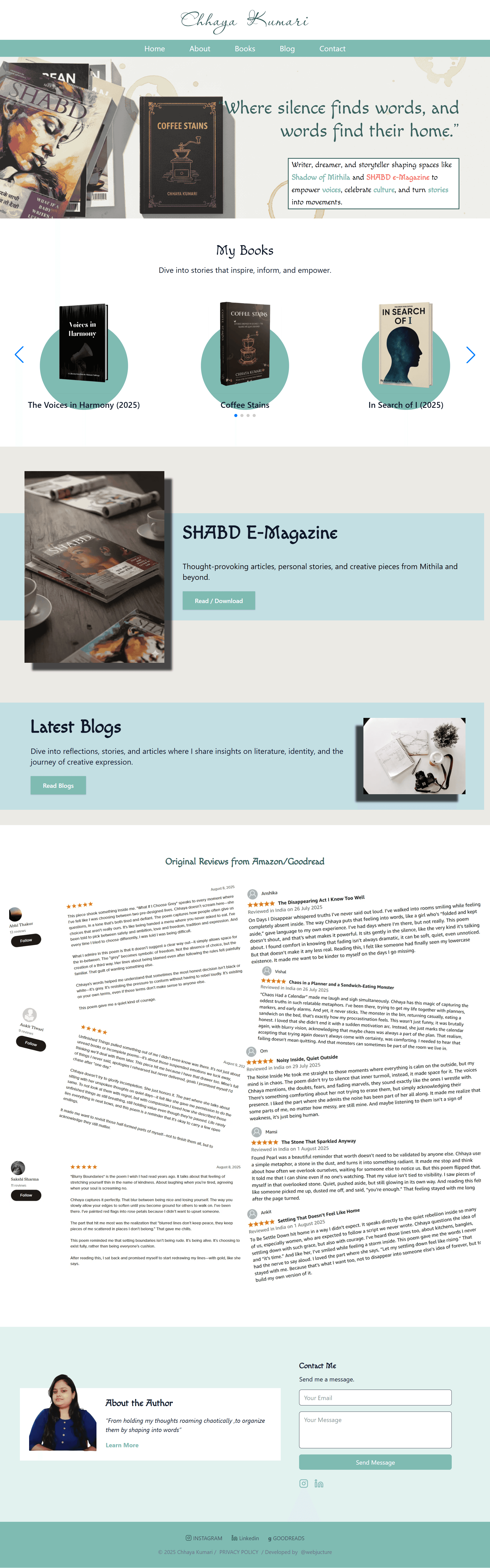 Author Website β Chaaya Kumari